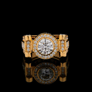 Yellow gold round white lab grown diamond engagement ring by Ivevar Luxury