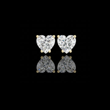 Heart shaped moissanite stud earrings in a prong setting