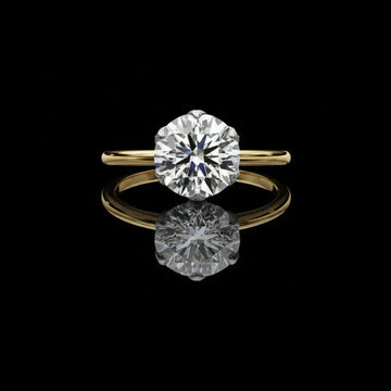 Classic round cut moissanite engagement ring showing sparkle