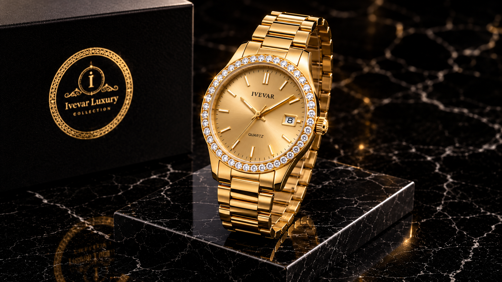 Diamonds On bezel.