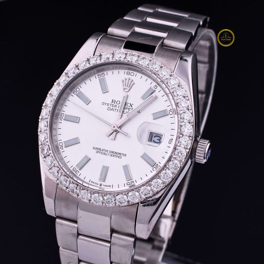 IVEVAR Date-Just Iced Out Watch - Dual Tone Moissanite Diamond Roman Dial Men's Watch