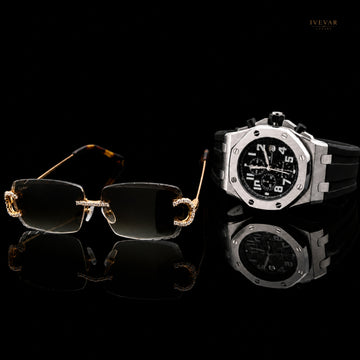 Luxury Statement Watch With Round Cut Moissanite Designer Sunglasses By Ivevar