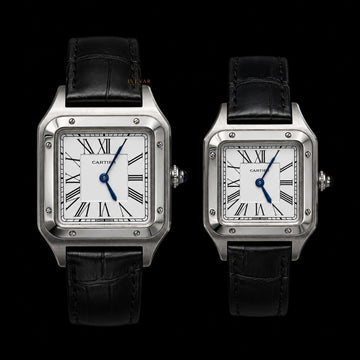Ivevar Heritage Noir Luxury His & Hers Square Watch Collection Classic Roman Dial Leather Strap Edition