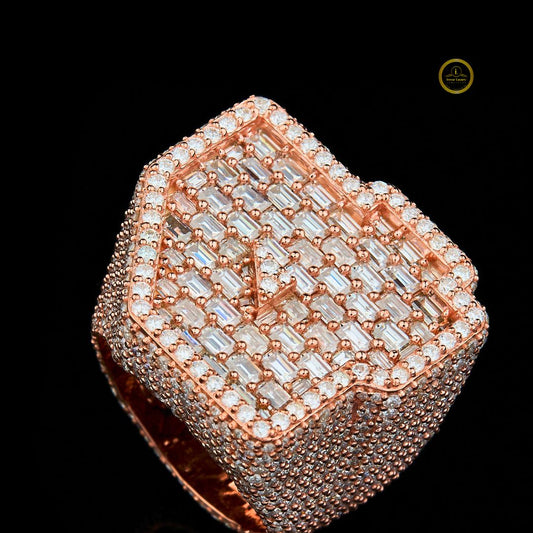 Full Rose Gold with Baguette and Round Cut Lab Grown Diamond  Ring By Ivevar