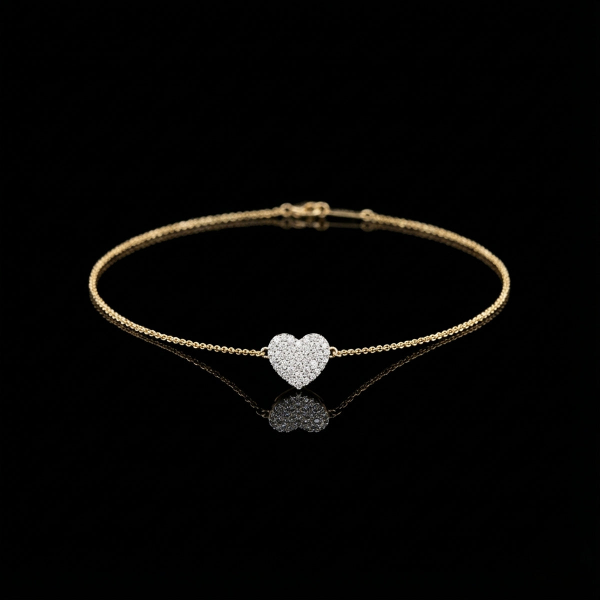 Round Cut Lab Diamond Adjustable Heart Bracelet