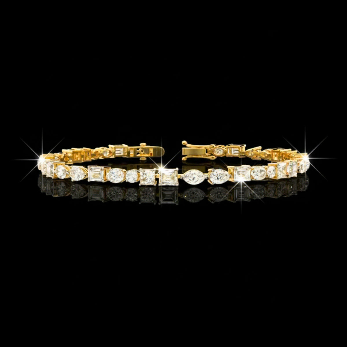 Multi Shape Mixed Cut Lab Diamond Tennis Bracelet For Women