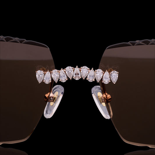 Royale Diamond Pear Cut Rimless Sunglasses Elite Luxury Eyewear Collection BY Ivevar