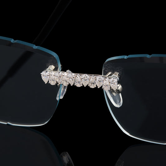 Custom Pear Diamond Sunglasses Luxury Rimless Designer Eye wear By Ivevar