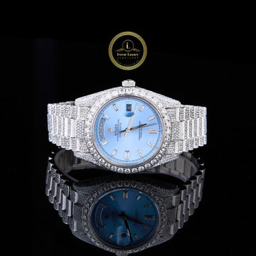 The Sky-Dweller Custom Precision-Set Round Lab grown in Ice Blue By Ivevar
