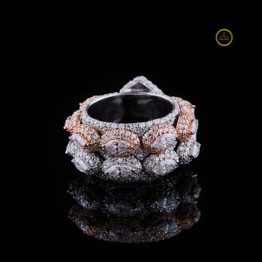 Full Hip Hop Pear Shape Lab Grown Diamond Ring With ROund Cut and Marquise Diamond Ring by Ivevar