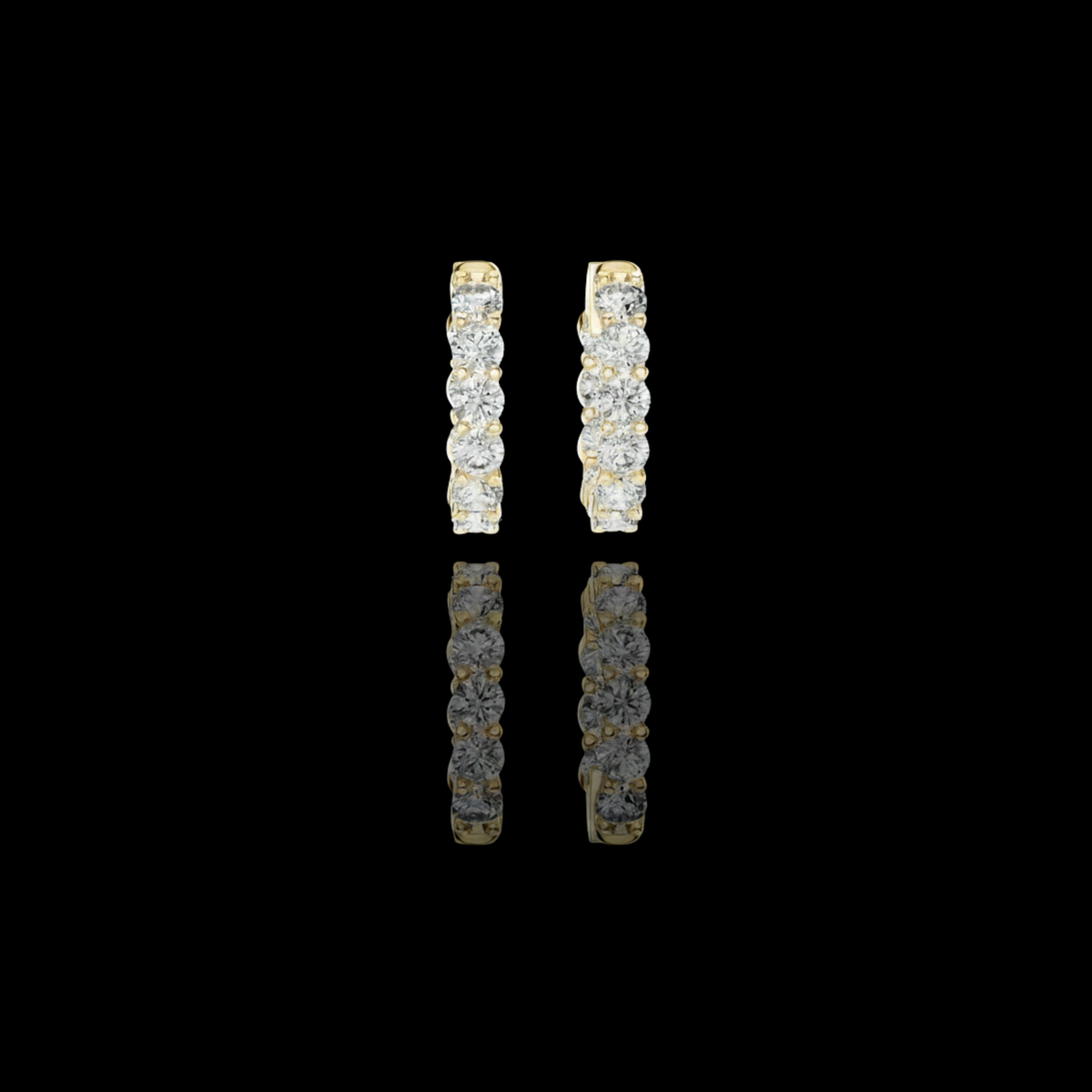 Inside Out Round Lab Grown Diamond Shared Prong Huggie Hoop Earrings
