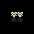 Unique Lab Grown Round Diamond Bow Drop Earrings with Dazzling Pave Detailing and Sparkling Floral Charm