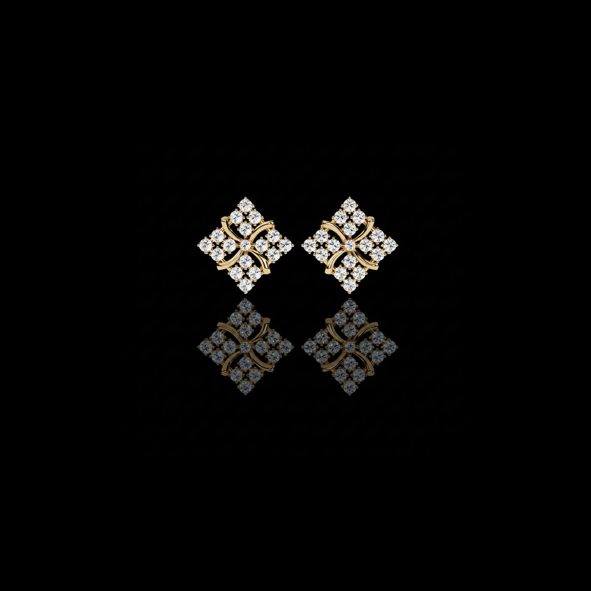 Exquisite Cluster Stud Moissanite Earrings with Brilliant Diamond Floral Sparkle and Elegant Curved Detailing