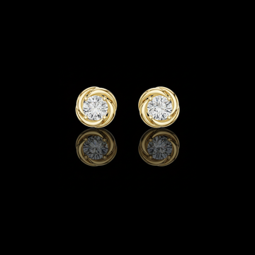 Swirl Border Round Cut Moissanite Diamond Architectural Stud Earrings