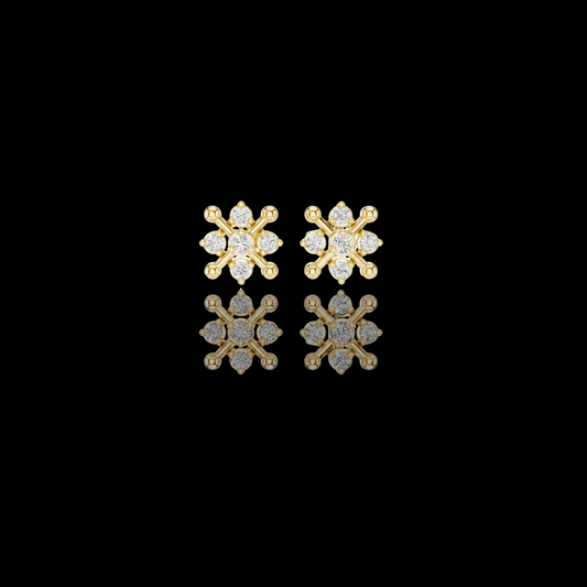 Orbital Nova Round Lab Diamond Cluster Stud Earrings with Starburst Geometry