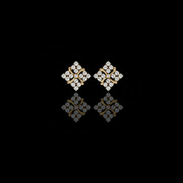 Exquisite Cluster Stud Lab Grown Earrings with Brilliant Diamond Floral Sparkle and Elegant Curved Detailing