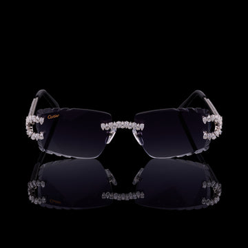 Ivevar Royale Pear Cut Diamond Rimless Sunglasses Premium Luxury Designer Eyewear