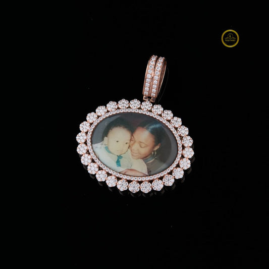 Mother Son Picture Pendent with Lab Grown Diamond with Two Tone by Ivevar
