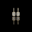 Art Deco Octagonal Double Halo Emerald Cut Lab Grown Diamond Huggie Drop Earrings