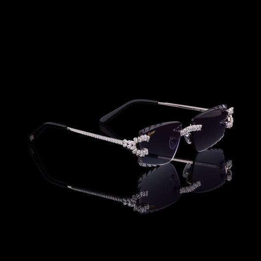Ivevar Royale Pear Cut Diamond Rimless Sunglasses Premium Luxury Designer Eyewear