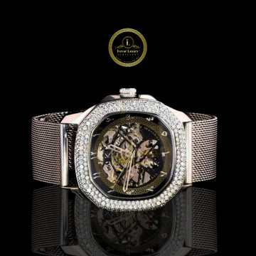 Ivevar Luxury Men's Watch - Hand-Set VVS Moissanite Diamonds on Stainless Steel Band