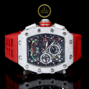 Half-Iced Luxury Watch with Lab Diamonds & Rubber Band Ivevar