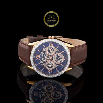 Ivevar's Men's Luxury Sport Watch Custom Lab Diamonds on Premium Leather