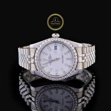 Ivevar Luxury Square Lab Grown Diamond Watch Luminous Quartz & Date Function for Men