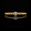 Round Moissanite Diamond Double Strand Bangle Bracelet with Floral Center
