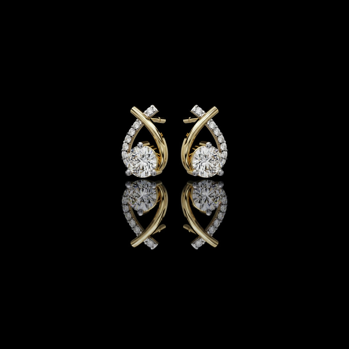 Teardrop Inspired Round Lab Diamond Earrings with Pave Accents