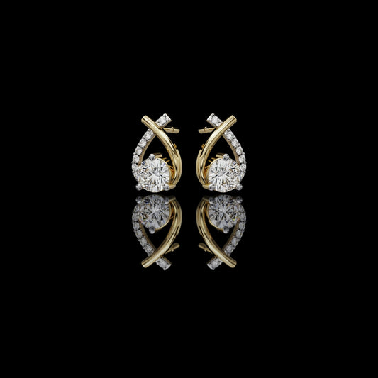 Teardrop Inspired Round Moissanite Diamond Earrings with Pave Accents