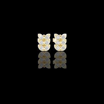 Butterfly Round Lab Diamond Stud Earrings with Triple Row Brilliant Design