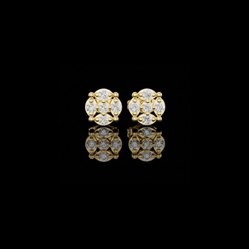 Geometric Round Lab Diamond Cluster Stud Earrings with Modern Floral Symmetry