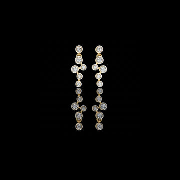 Sophisticated Multi Round Bezel Lab Diamond Drop Earrings in Gleaming Gold Finish