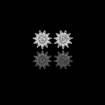 Floral Lab Diamond Marquise Cluster Stud Earrings with Round Center
