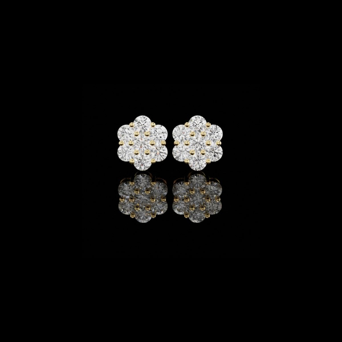 Floral moissanite Diamond Cluster Stud Earrings with Brilliant Round Cut Sparkle