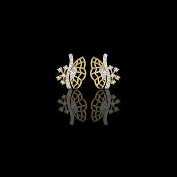 Butterfly Grace Lab Diamond Marquise Cut Stud Earrings with Round Side Stones