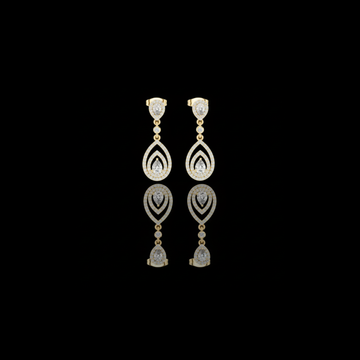 Interlinked Pear Cut Moissanite Diamond Floating Halo Drop Earring
