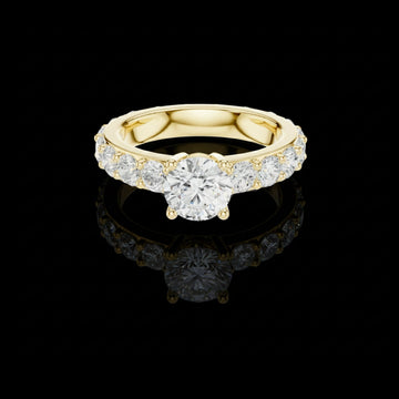 Pave Round Cut Solitaire Moissanite Diamond Wedding Ring For Women