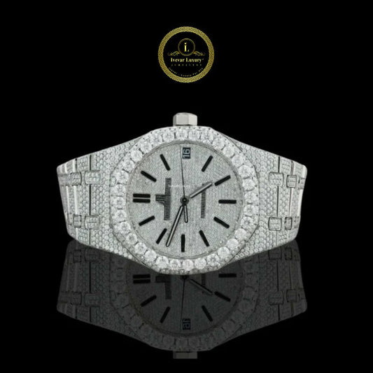 Fully Iced-Out Luxury Watch – Silver Diamond-Inspired Designer Style By Ivevar