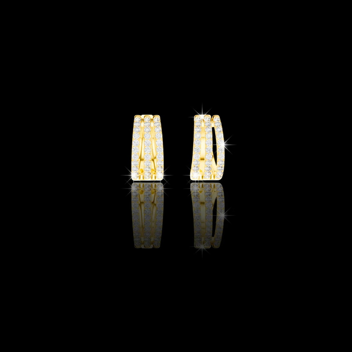 Triple Row Round Lab Diamond Hoop Earrings Everyday Statement Jewelry