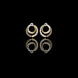 Double Circle Moissanite Diamond Round Stud Earrings with Pavé Chain Detail