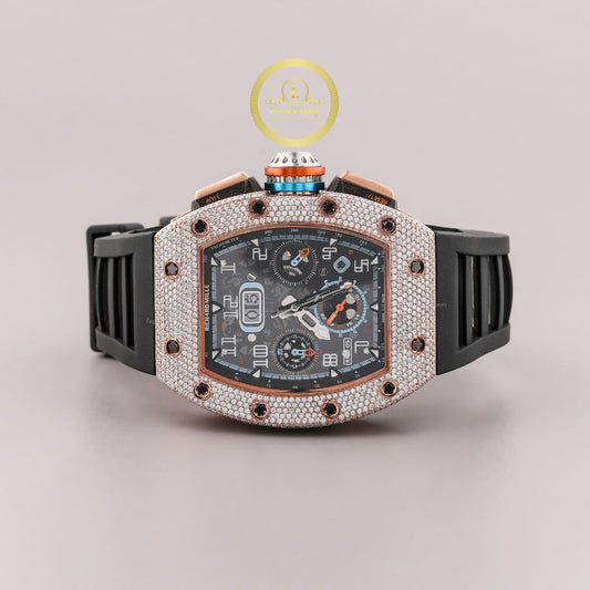 The Perfect Balance Half Iced Lab Diamond Watch with Comfortable Rubber Band