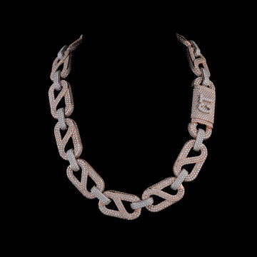 Rose Gold Two Tone VVS Moissanite Iced Out Cuban Chain Hip Hop Style by Ivevar.