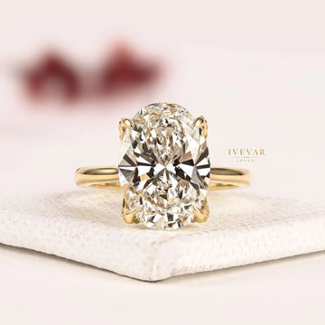 Hidden Halo Setting Oval Cut Lab Engagement Ring