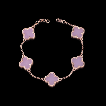 Lavender Clover Station Chain Bracelet with Milgrain Edge