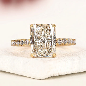 Radiant Cut Lab Diamond Pave Engagement Ring