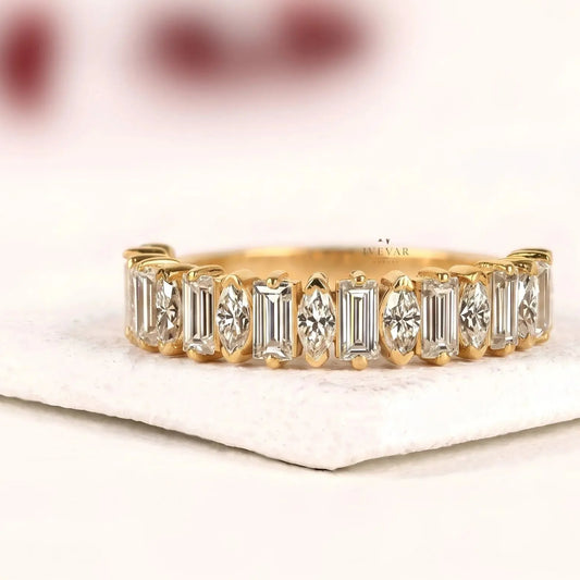 Alternative Emerald and Pear Lab Diamond Eternity Band