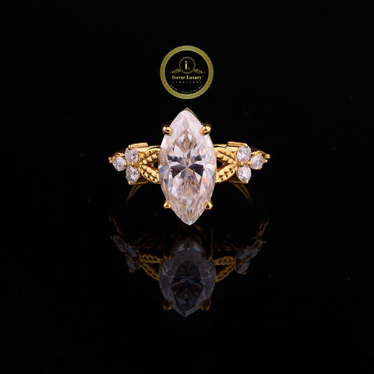 Marquise Cut Vintage Lab Diamond Bridal Ring