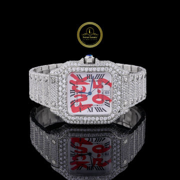 A Striking Diamond-Set Watch with Custom Dial and Full Iced-Out Watch